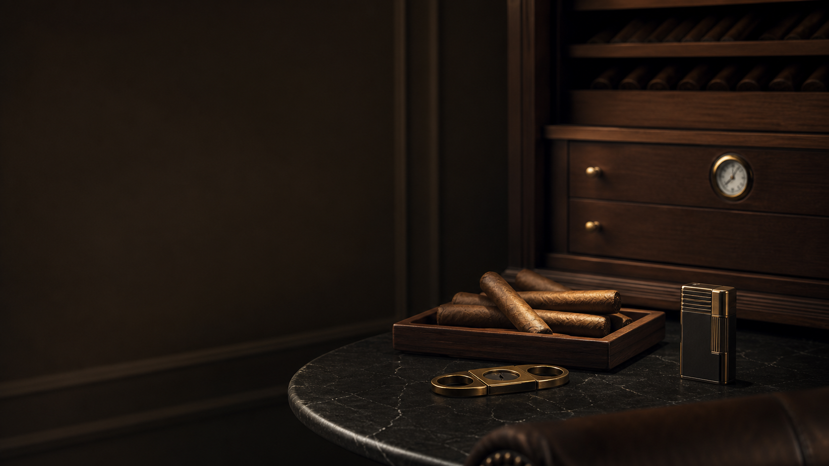 Private cigar ambience with cigars and accessories